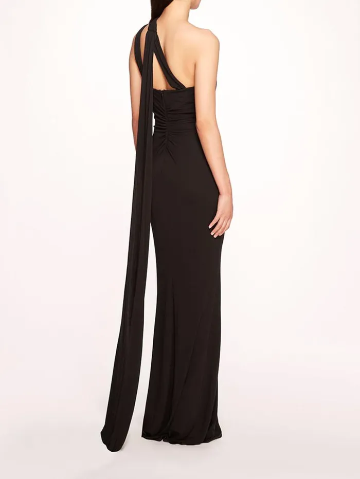 Women Marchesa Marchesa Notte Asymmetrical Matte Gown Black