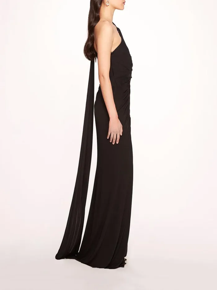Women Marchesa Marchesa Notte Asymmetrical Matte Gown Black