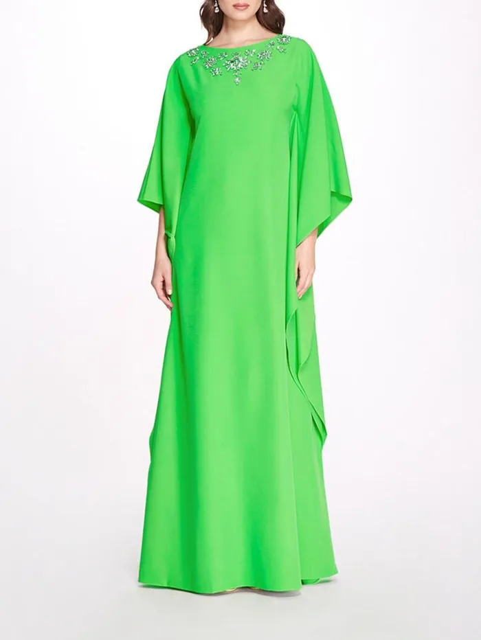 Women Marchesa Marchesa Notte Crystal Embellished Kaftan Lime