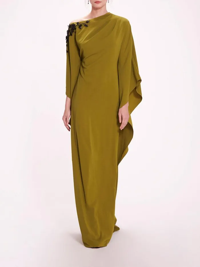 Women Marchesa Marchesa Notte Embroidered Draped Kaftan Olive