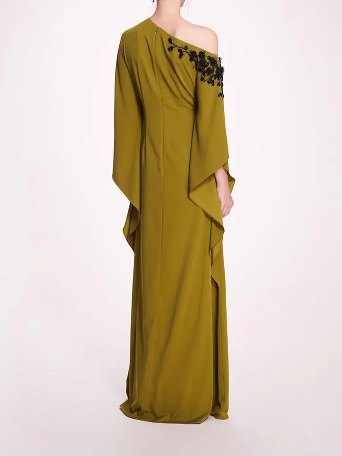 Women Marchesa Marchesa Notte Embroidered Draped Kaftan Olive
