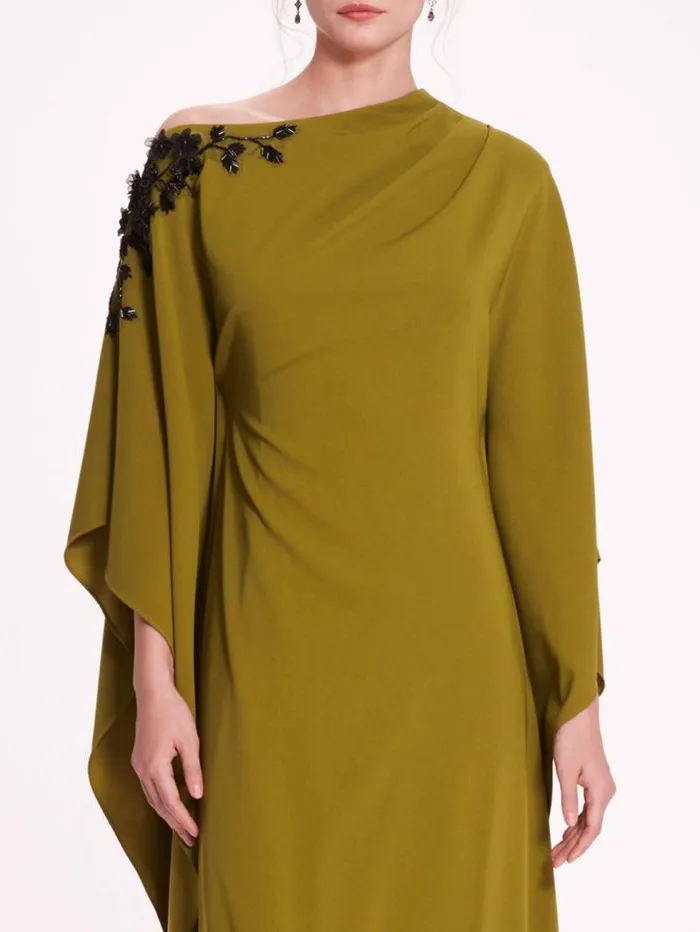 Women Marchesa Marchesa Notte Embroidered Draped Kaftan Olive