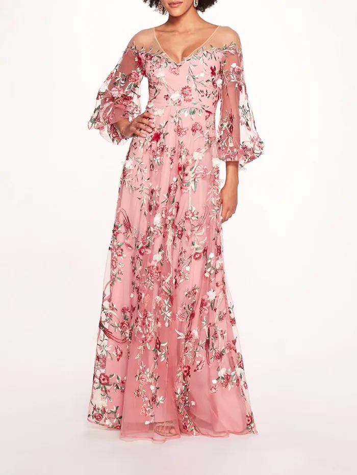 Women Marchesa Marchesa Notte Garden Of Eden Gown Rose Multi
