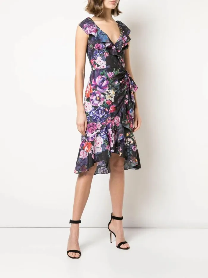 Women Marchesa Marchesa Notte Ruffle Cocktail Dress Black