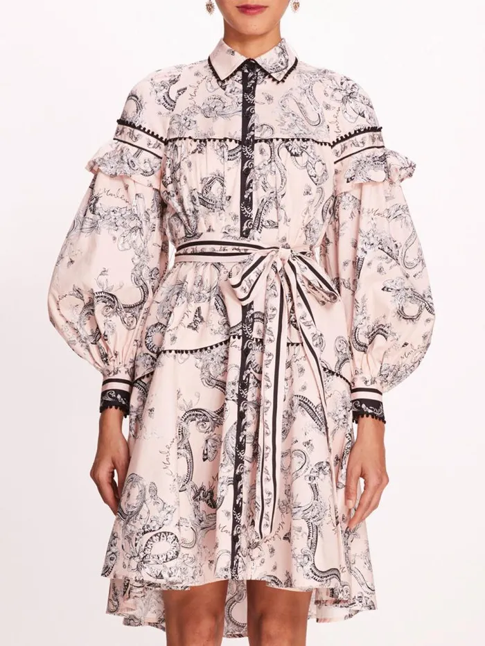 Women Marchesa Marchesa Rosa Laurel Shirtdress Blush Multi