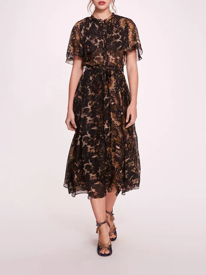 Women Marchesa Marchesa Rosa Monarch Midi Dress Black Multi