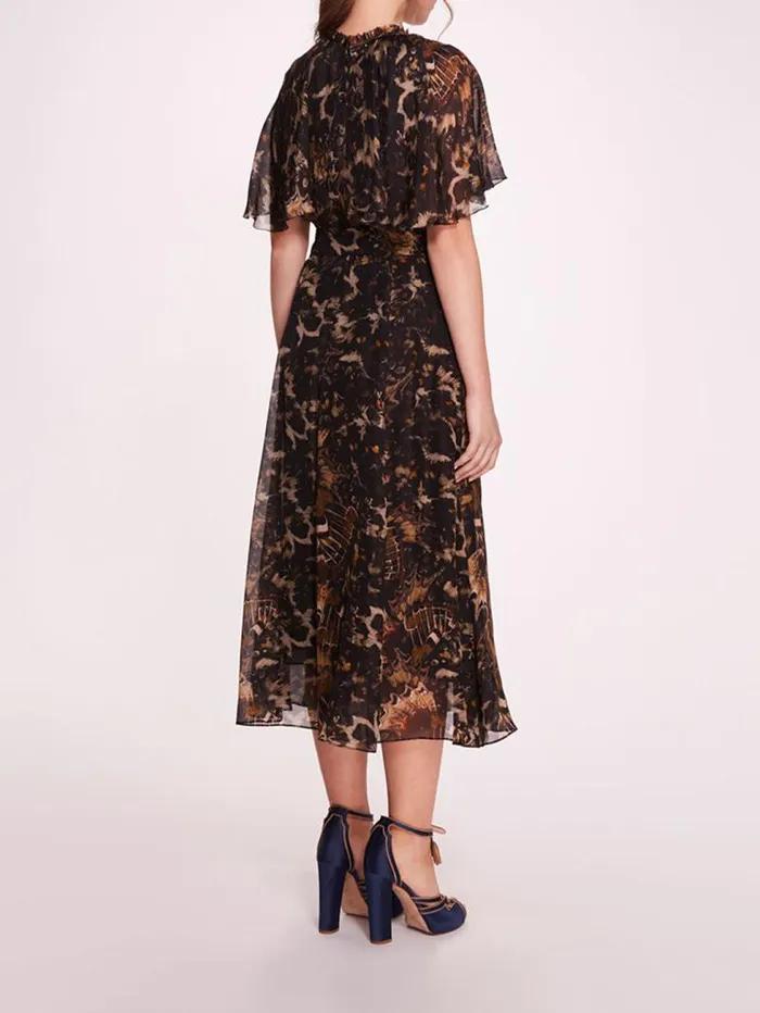 Women Marchesa Marchesa Rosa Monarch Midi Dress Black Multi