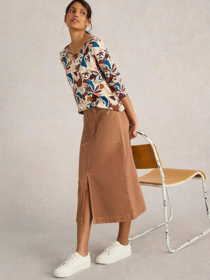 Women Maren Organic Cord Skirt Light Natural White Stuff Skirts
