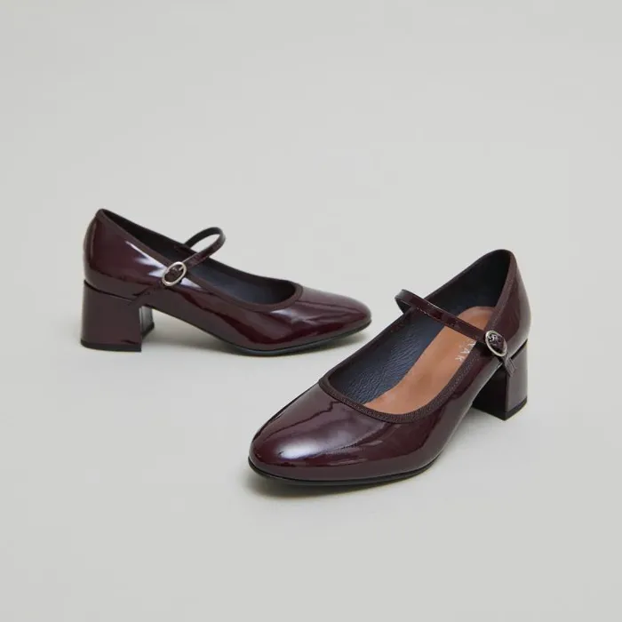 Women Mary Jane With Heels Burgundy JONAK Babies Saloms