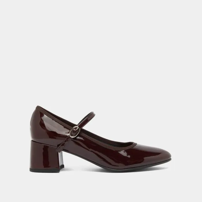 Women Mary Jane With Heels Burgundy JONAK Babies Saloms