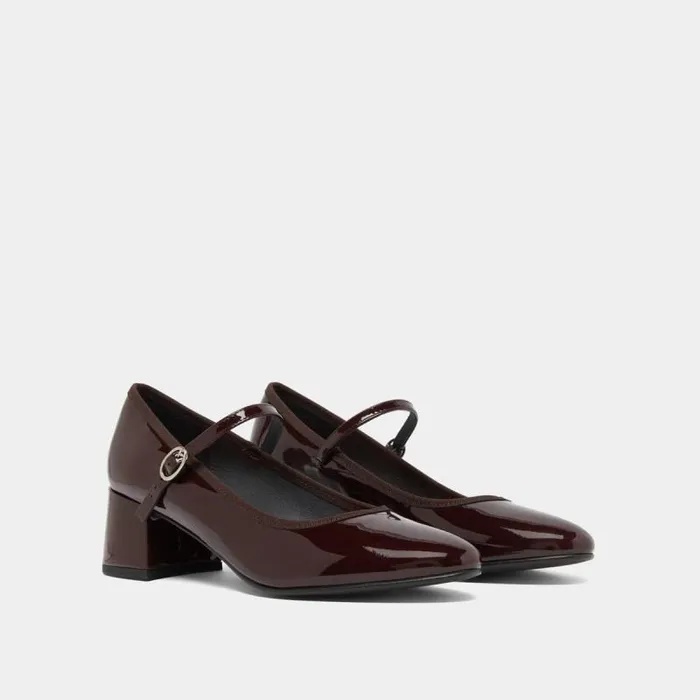 Women Mary Jane With Heels Burgundy JONAK Babies Saloms
