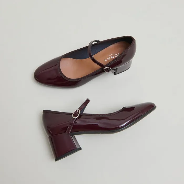 Women Mary Jane With Heels Burgundy JONAK Babies Saloms
