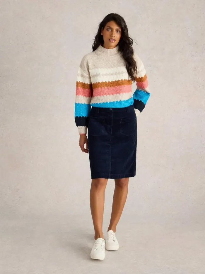 Women Melody Organic Cord Skirt Dark Navy White Stuff Skirts