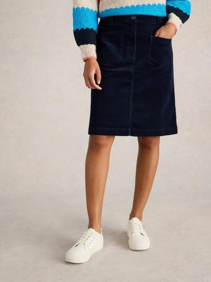 Women Melody Organic Cord Skirt Dark Navy White Stuff Skirts
