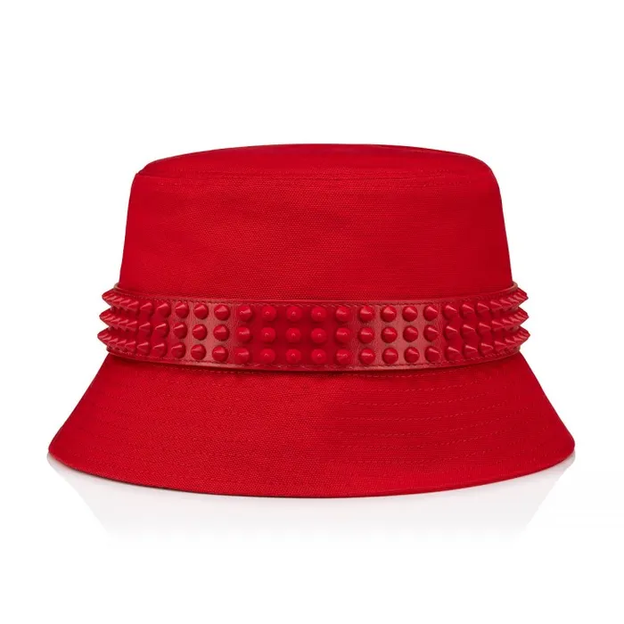 WomenMen Bobino Spikes Bucket Hat 8211 Canva And Spikes 8211 Loubi Christian Louboutin Hats