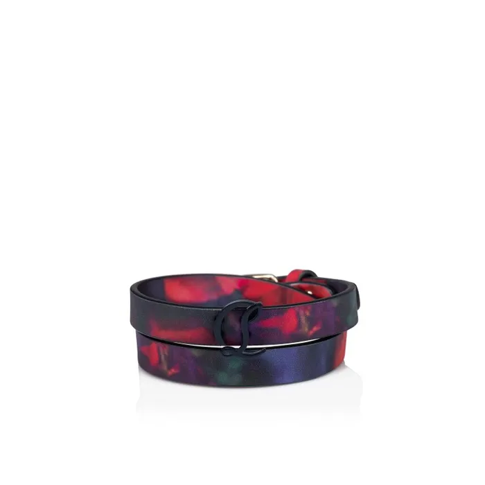 WomenMen CL Logo Double Bracelet 8211 Soft Roses Printed Calf Leather 8211 Multicolor Christian Louboutin Bracelets
