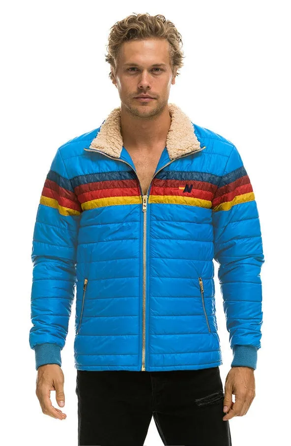 WomenMen Outerwear Aviator Nation 4 STRIPE RAINBOW SLEEVE JACKET 8211 BLUE CINA