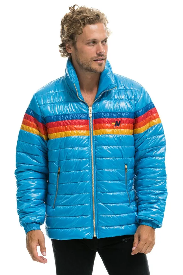 WomenMen Outerwear Aviator Nation 4 STRIPE TRAVELER JACKET 8211 OCEAN GLOSSY