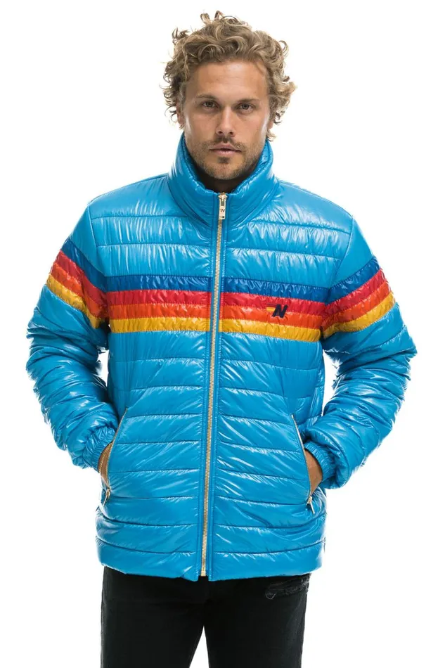WomenMen Outerwear Aviator Nation 4 STRIPE TRAVELER JACKET 8211 OCEAN GLOSSY