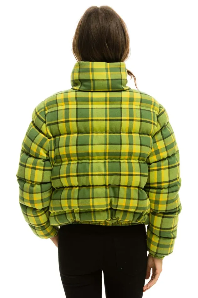 WomenMen Outerwear Aviator Nation APRES PLAID PUFFER JACKET 8211 AVOCADO PLAID