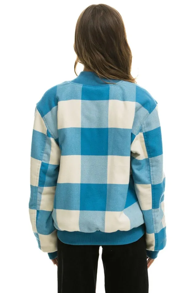 WomenMen Outerwear Aviator Nation PLAID UNISEX VARSITY JACKET 8211 SKY PLAID