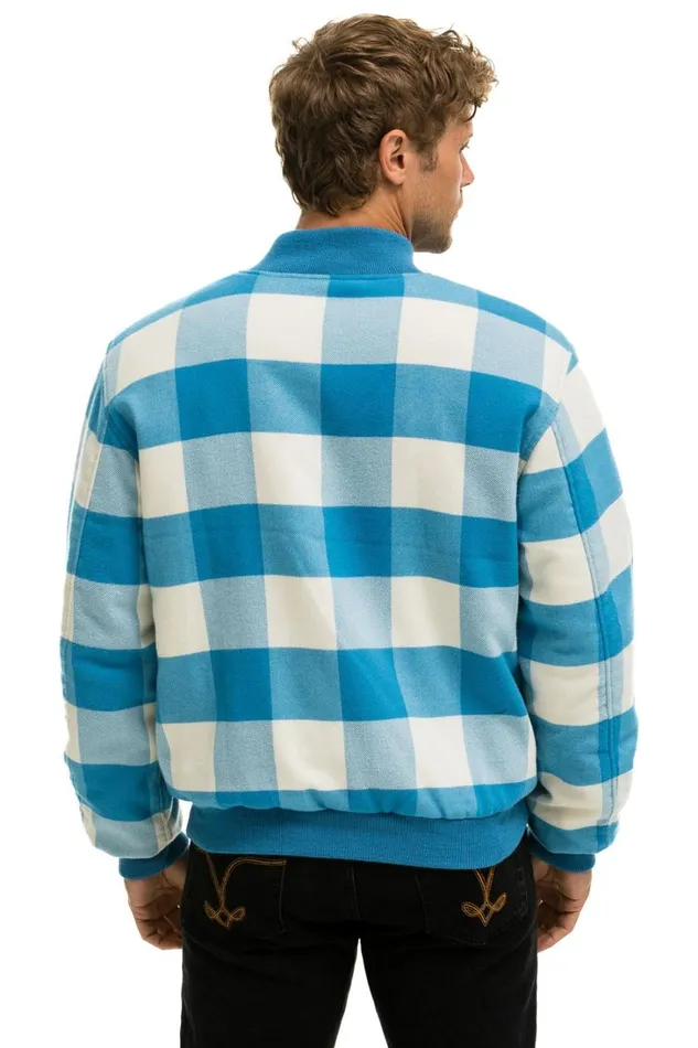 WomenMen Outerwear Aviator Nation PLAID UNISEX VARSITY JACKET 8211 SKY PLAID