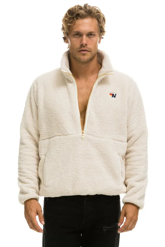 WomenMen Outerwear Aviator Nation TEDDY UNISEX HALF ZIP JACKET 8211 VINTAGE WHITE WomenMen Outerwear Aviator Nation TEDDY UNISEX HALF ZIP JACKET 8211 VINTAGE WHITE
