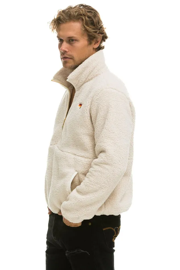WomenMen Outerwear Aviator Nation TEDDY UNISEX HALF ZIP JACKET 8211 VINTAGE WHITE WomenMen Outerwear Aviator Nation TEDDY UNISEX HALF ZIP JACKET 8211 VINTAGE WHITE