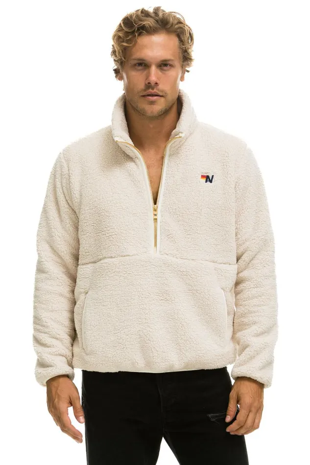 WomenMen Outerwear Aviator Nation TEDDY UNISEX HALF ZIP JACKET 8211 VINTAGE WHITE WomenMen Outerwear Aviator Nation TEDDY UNISEX HALF ZIP JACKET 8211 VINTAGE WHITE