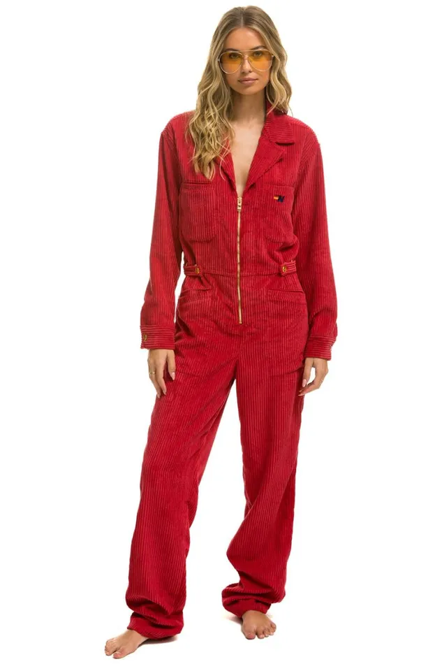 WomenMen Outerwear Aviator Nation UNISEX CORDUROY FLIGHT SUIT 8211 CHERRY