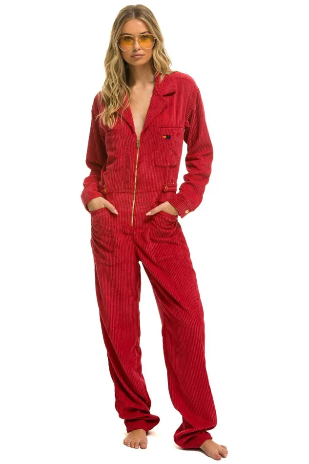 WomenMen Outerwear Aviator Nation UNISEX CORDUROY FLIGHT SUIT 8211 CHERRY