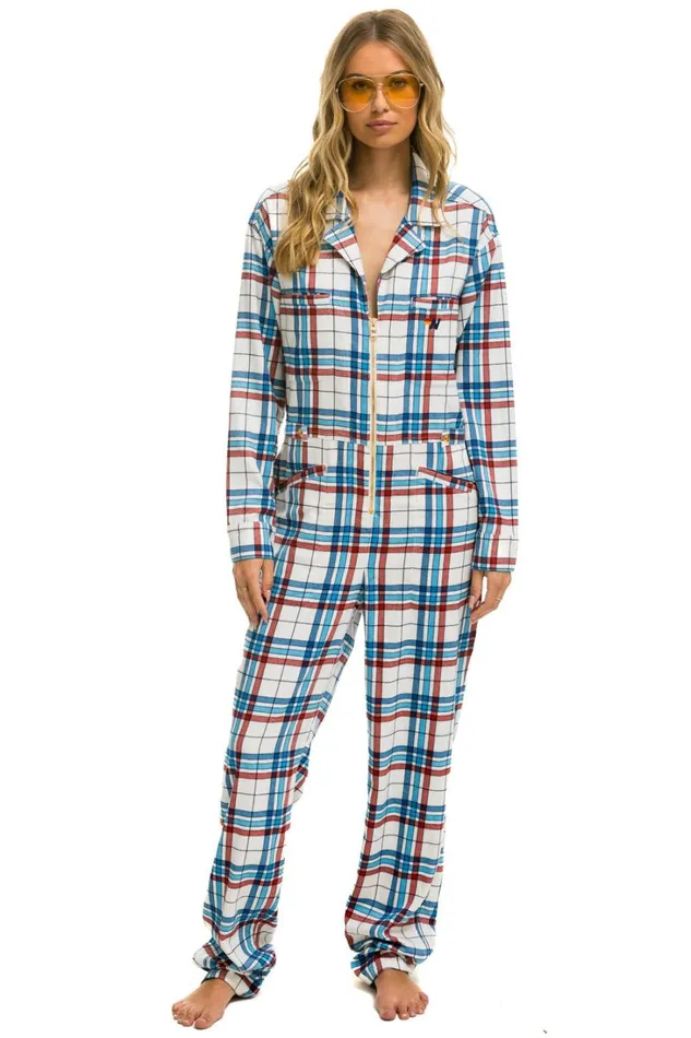 WomenMen Outerwear Aviator Nation UNISEX PLAID FLIGHT SUIT 8211 MONTAUK PLAID