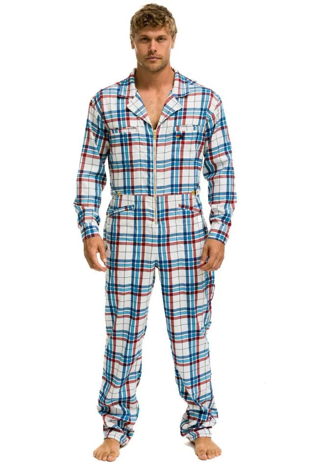 WomenMen Outerwear Aviator Nation UNISEX PLAID FLIGHT SUIT 8211 MONTAUK PLAID