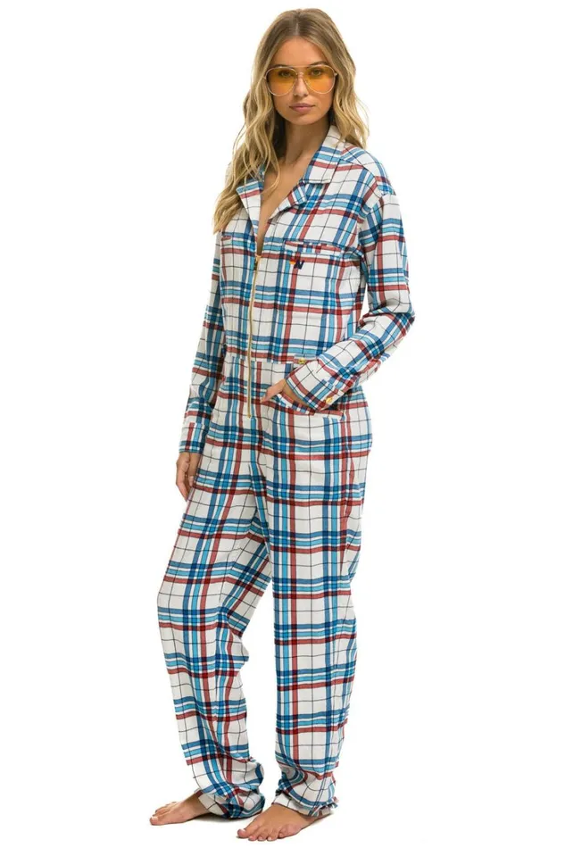 WomenMen Outerwear Aviator Nation UNISEX PLAID FLIGHT SUIT 8211 MONTAUK PLAID
