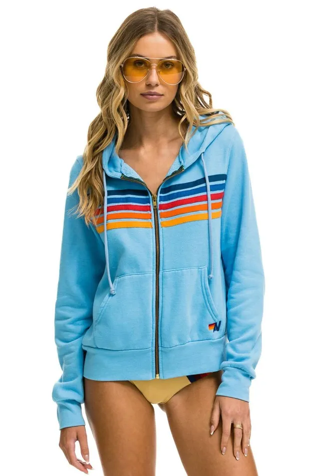 WomenMen Tops Aviator Nation 5 STRIPE HOODIE 8211 SKY 2
