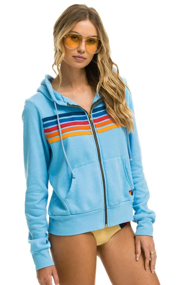 WomenMen Tops Aviator Nation 5 STRIPE HOODIE 8211 SKY 2