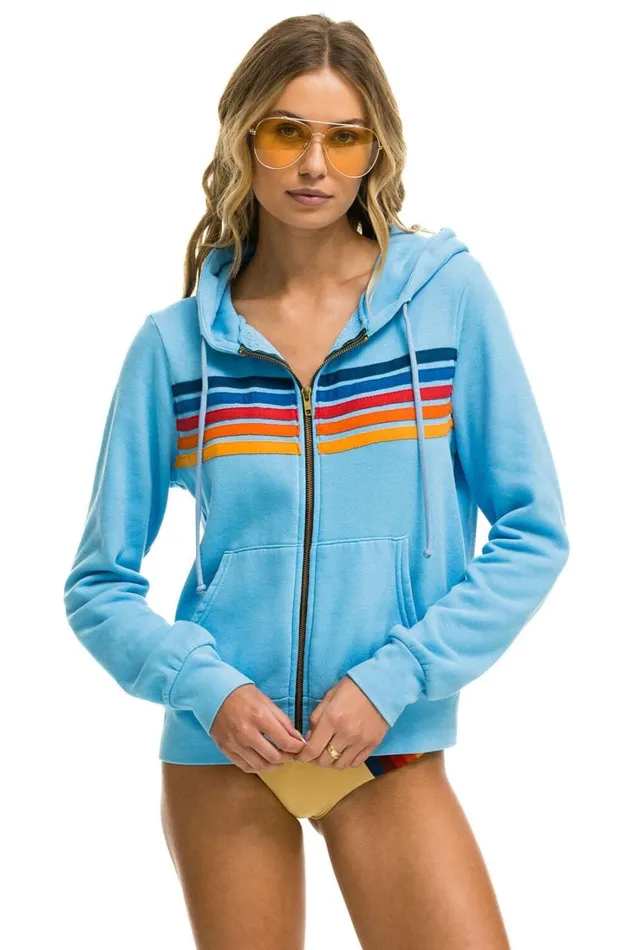 WomenMen Tops Aviator Nation 5 STRIPE HOODIE 8211 SKY 2