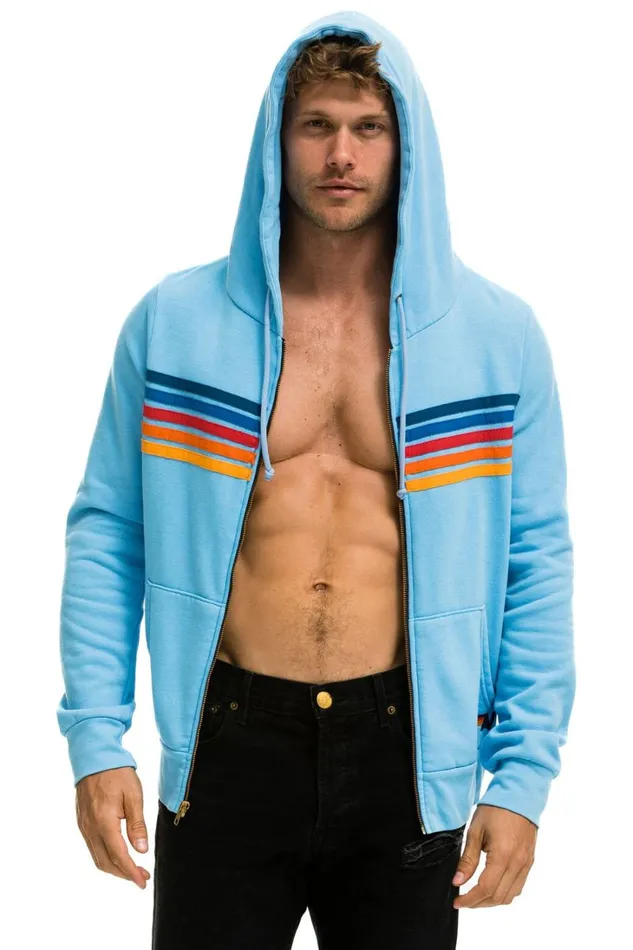 WomenMen Tops Aviator Nation 5 STRIPE HOODIE 8211 SKY 2