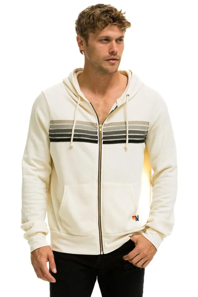 WomenMen Tops Aviator Nation 5 STRIPE HOODIE 8211 VINTAGE WHITE GREY