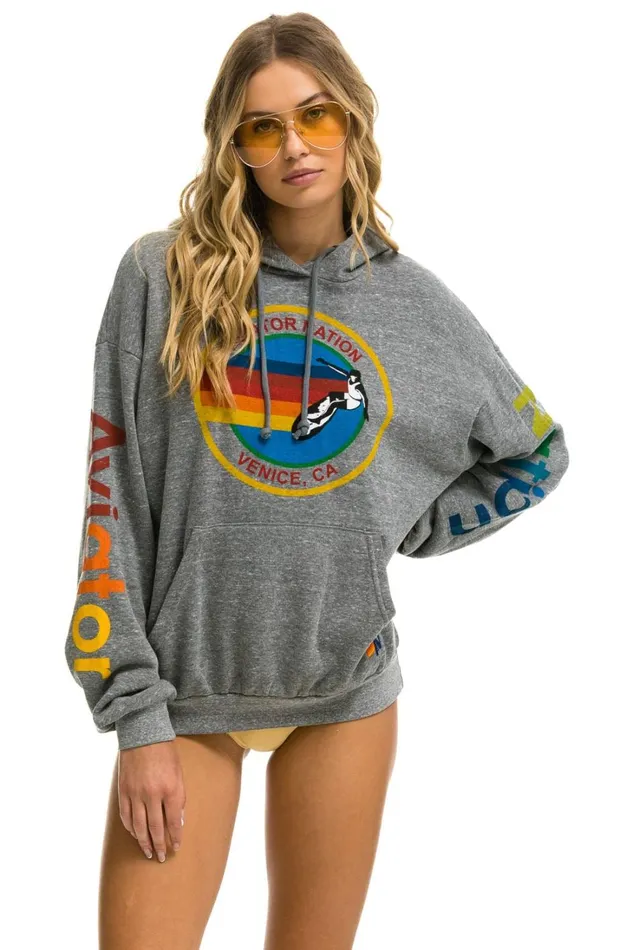 WomenMen Tops Aviator Nation AVIATOR NATION RELAXED PULLOVER HOODIE 8211 HEATHER GREY