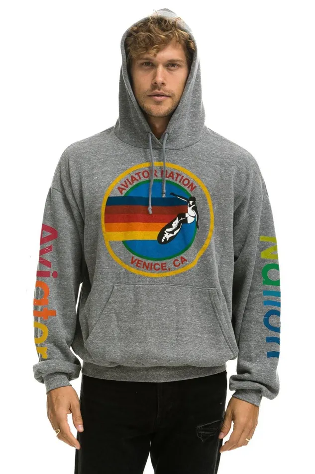 WomenMen Tops Aviator Nation AVIATOR NATION RELAXED PULLOVER HOODIE 8211 HEATHER GREY WomenMen Tops Aviator Nation AVIATOR NATION RELAXED PULLOVER HOODIE 8211 HEATHER GREY