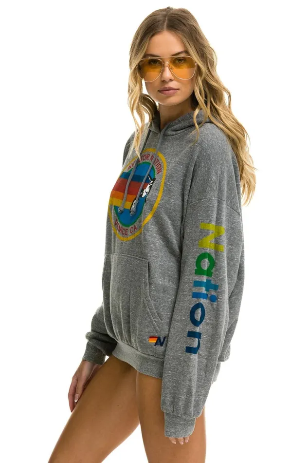 WomenMen Tops Aviator Nation AVIATOR NATION RELAXED PULLOVER HOODIE 8211 HEATHER GREY WomenMen Tops Aviator Nation AVIATOR NATION RELAXED PULLOVER HOODIE 8211 HEATHER GREY