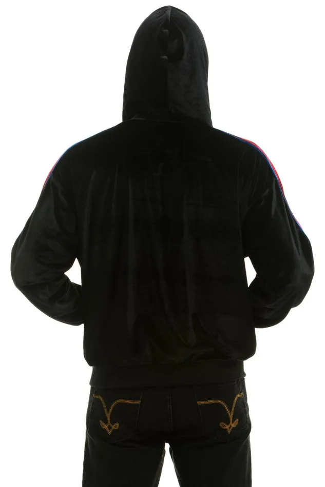 WomenMen Tops Aviator Nation CLASSIC VELVET RELAXED ZIP HOODIE 8211 BLACK
