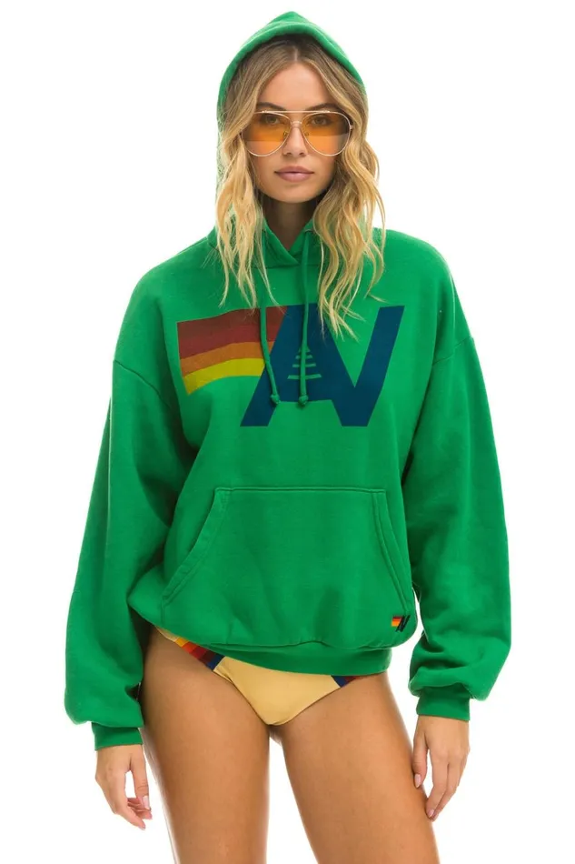 WomenMen Tops Aviator Nation LOGO PULLOVER RELAXED HOODIE 8211 KELLY GREEN