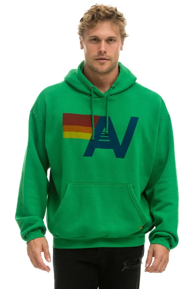 WomenMen Tops Aviator Nation LOGO PULLOVER RELAXED HOODIE 8211 KELLY GREEN WomenMen Tops Aviator Nation LOGO PULLOVER RELAXED HOODIE 8211 KELLY GREEN