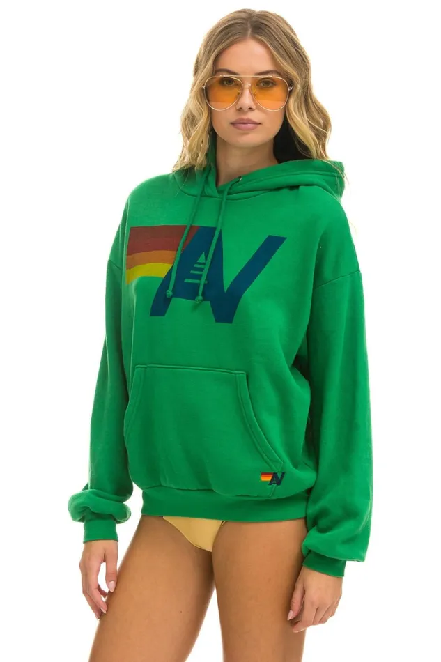 WomenMen Tops Aviator Nation LOGO PULLOVER RELAXED HOODIE 8211 KELLY GREEN WomenMen Tops Aviator Nation LOGO PULLOVER RELAXED HOODIE 8211 KELLY GREEN