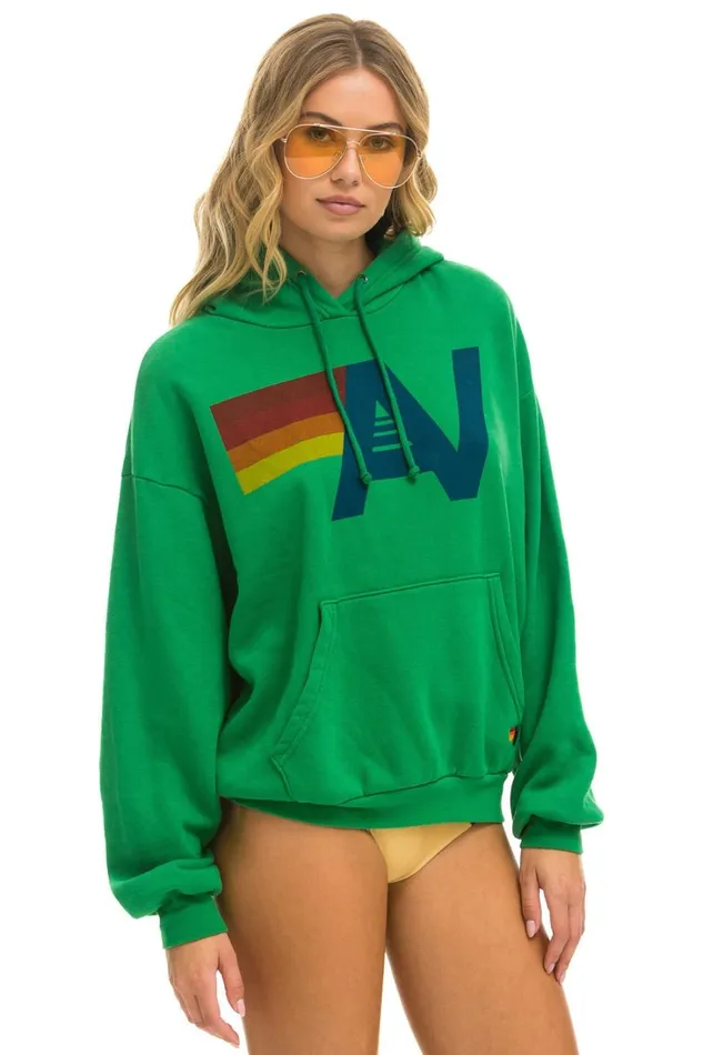 WomenMen Tops Aviator Nation LOGO PULLOVER RELAXED HOODIE 8211 KELLY GREEN WomenMen Tops Aviator Nation LOGO PULLOVER RELAXED HOODIE 8211 KELLY GREEN