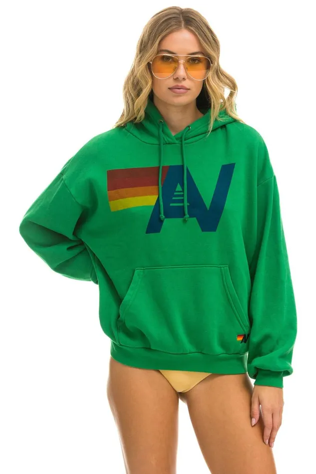 WomenMen Tops Aviator Nation LOGO PULLOVER RELAXED HOODIE 8211 KELLY GREEN WomenMen Tops Aviator Nation LOGO PULLOVER RELAXED HOODIE 8211 KELLY GREEN