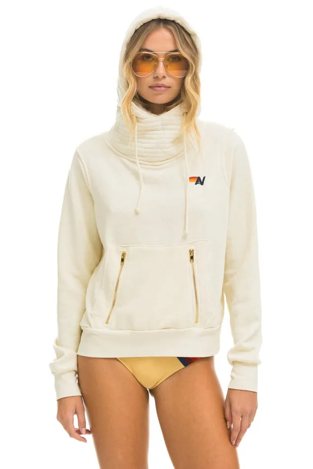 WomenMen Tops Aviator Nation NINJA PULLOVER HOODIE 8211 VINTAGE WHITE