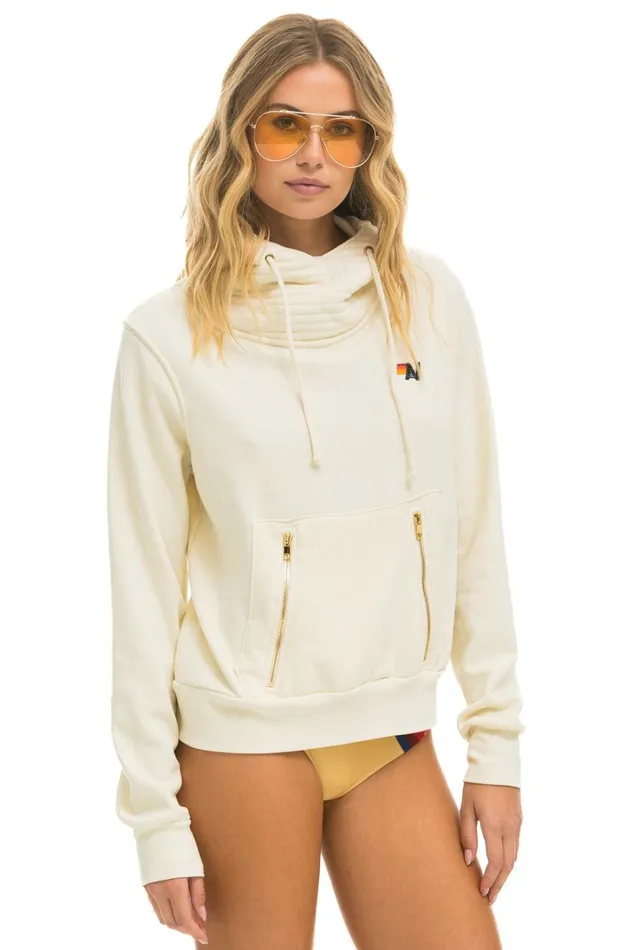 WomenMen Tops Aviator Nation NINJA PULLOVER HOODIE 8211 VINTAGE WHITE